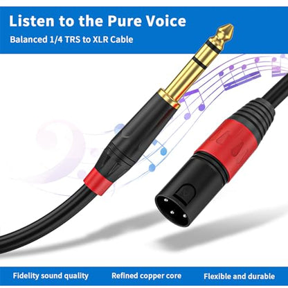 (2Pack / 6.6 FT) XLR Male to 1/4 Inch (6.35mm) TRS Mono Jack Microphone Cable, Balanced 3 Pin XLR to Quarter inch TRS Plug Mic Cord for Dynamic Microphone - size: 6.6 FT, 2Pack, style: XLR Male to 6.35mm