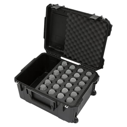 SKB Injection Molded Case w/Foam for (24) Mics w/storage compartment and wheels - size: 24 Mic