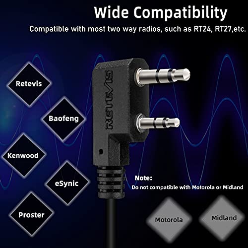 Retevis Walkie Talkie Earpiece, for RT22/RT68/RT21/H777/RT19/RT15 | Acoustic Tube, Coil, Compatible with Pxton, Baofeng, Kenwood 2 Way Radio, Security Walkie Talkie Headset(4 Pack)