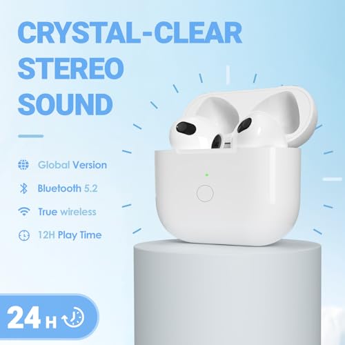 Wireless Charging Case for AirPods 4 Gen USB-C Port with Bluetooth Button，Charger Cases for Airpod 4rd gen Replacement, Support Blue-Tooth Pairing & Sync Button,White (Earbuds Not Included)