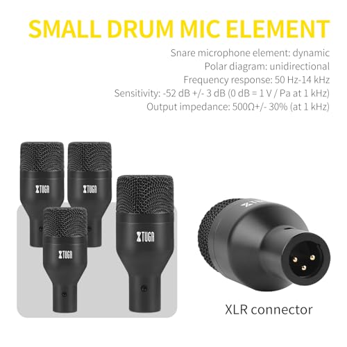 XTUGA DI7 Drum Microphone Kit,7 Pieces Metal Dynamic Drum Mic Set