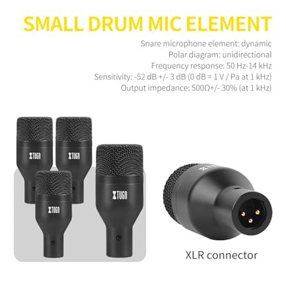 XTUGA DI7 Drum Microphone Kit,7 Pieces Metal Dynamic Drum Mic Set