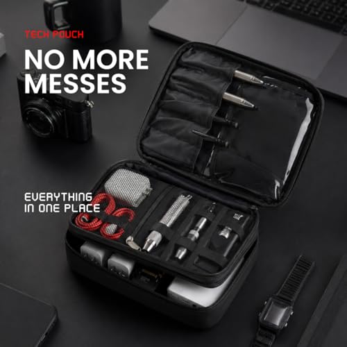 Keross Cable Organizer Bag for Travel with Removable Dividers – Electronics Organizer Case for Chargers, Cables, Power Banks & Accessories, Large Capacity Tech Pouch for Work, Desk & Travel