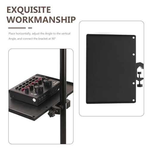 EXCEART Clamp-on Mic Stand Tray 9.44X6.88In Adjustable Sound Card Rack Holder for Live Broadcast Phone Camera Storage