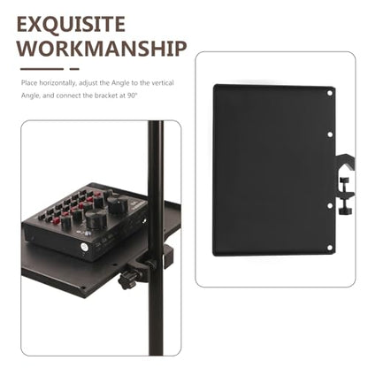 EXCEART Clamp-on Mic Stand Tray 9.44X6.88In Adjustable Sound Card Rack Holder for Live Broadcast Phone Camera Storage