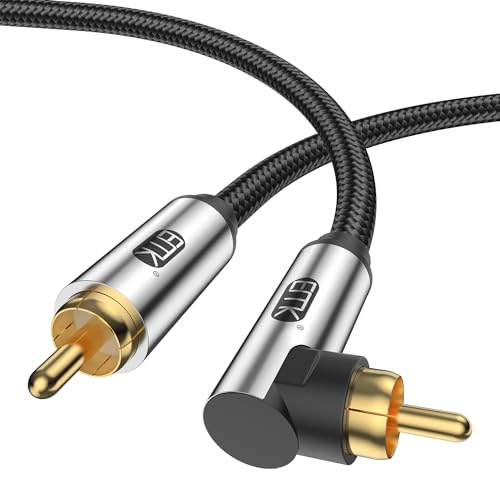 EMK 90 Degree Subwoofer Cable,RCA Male to Male Digital Coaxial Audio Cable for Television, DVD Player, Gaming Console, Projector, Speaker (16.5FT/5M) - size: 16.5 ft, style: 90 Degree to Straight