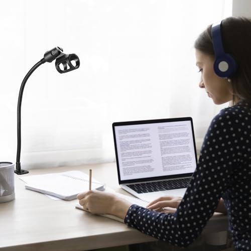 QWORK 13" Gooseneck Microphone Stand – Flexible Desktop Clamp-On Mic Mount
