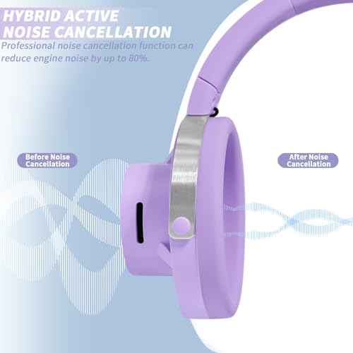 Open-Ear Headphones, 20+ Hour Playtime, Immersive Sound, Wireless Bluetooth Headphones for School, Work, Travel&Daily Use,Purple - color: Purple