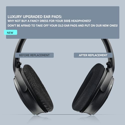Fabric Comfort Replacement Ear Pads for Bose QuietComfort 35 / QC35 II – Fits QC45 QC25 QC2 QC15 AE2 AE2i AE2w SoundLink & SoundTrue (S1 Style) - color: MR Dark Black & Blue
