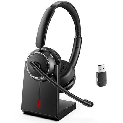 Angteela Wireless Bluetooth 5.4 Headset with Microphone, Wireless Headphones for Cell Phones/Computer/Laptop - color: Midnight Black
