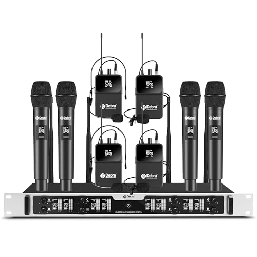 Debra Wireless Microphone System Pro DU8008 UHF 8 * 16 Adjustable Channel Wireless Handheld Lavalier Headset Mics, Ideal for Meeting Church Speech Party (4 Handheld 4 Bodypack) - color: 4 Handheld 4 Bodypack