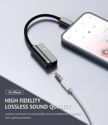 3.5mm to Lightning Compatible for iPhone Splitter Headphone Adapter Audio Apple Dongle Jack AUX Adaptador para Earphone 2 in 1 Phone Earbud and Charge Charger 13 12 11 Pro Max Mini Xs Se 7 X 8 Plus