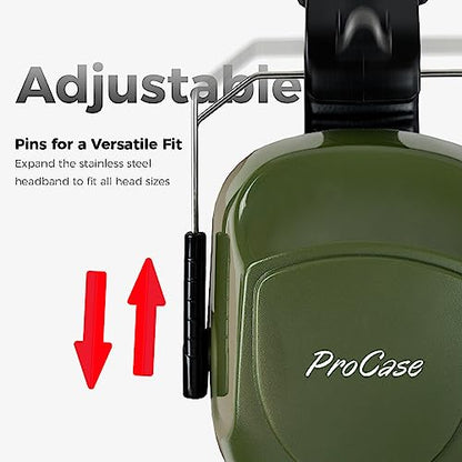 ProCase NRR 28dB Noise Reduction Ear Muffs, Foldable Adjustable Noise Cancelling Headphones - color: 1 - Armygreen