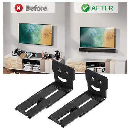 Adjustable Soundbar Mount, Lockable & Universal Fit, Anti-Slip | Removable Wall Brackets, 3.4-5.2 inch Adjustable, Metal, 25 lbs Capacity, Under TV Mount - color: Adjustable-1 (3.4"-5.2")