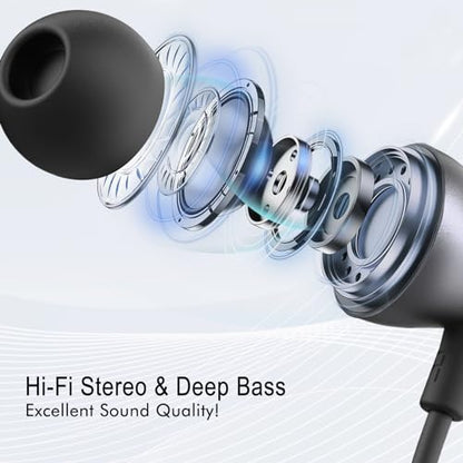 GEVO USB Earbuds with Microphone for PC Laptop, Wired USB Computer in-Ear Headphone 2M/6.6FT Wired Earphones with Volume Controls & Mute Fuction Noise Cancelling Mic for Office Live Gaming Headset