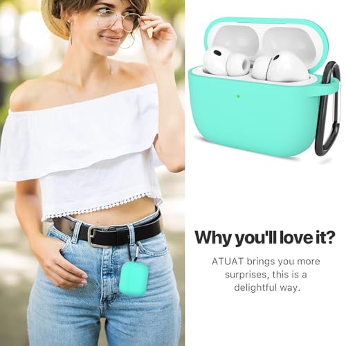 Compatible with AirPods Pro 3 Case, Protective Soft Silicone Cover with Keychain Cleaning Kit for Women Men for Apple AirPods Pro 3rd Generation(2025), Front LED Visible, Mint Green - color: C-Mint Green