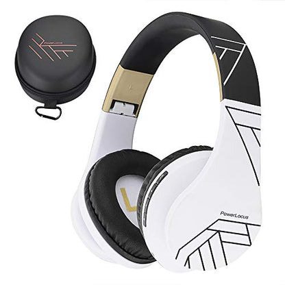 PowerLocus Bluetooth Over-Ear Headphones, Wireless Stereo Foldable Headphones Wireless and Wired Headsets with Built-in Mic, Micro SD/TF, FM for iPhone/Samsung/iPad/PC (Black/White) - color: Black/White