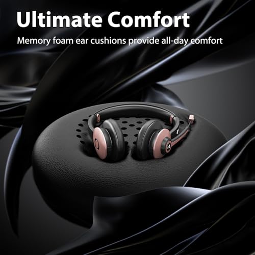 Wireless Headset with Mic for Work, Bluetooth Headphones with Microphone Noise Canceling & USB Dongle, Handsfree 26+ Hours Battery & Mute Button, for Office/Call Center/Laptop/MS Teams/Conference