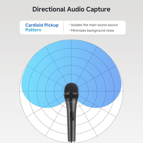 Cable Matters 2-Pack Cardioid Dynamic Vocal Microphones with 15ft Cable | 6.35mm Wired Microphone, for Singing and Karaoke, Compatible with Singing Machine