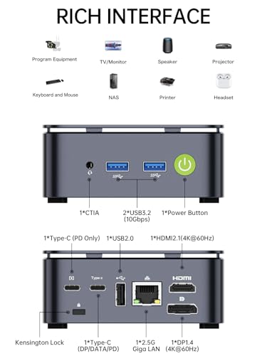 GMKtec G10 Mini PC Computer, Ryzen 5 3500U (Beats 4300U/N150/3300U), 16GB RAM 512GB SSD 2.5GbE NIC LAN Desktop Office Home Business HTPC, Triple 4K Display, WiFi, BT, USB-C, DP, Type-C PD, HDMI 2.1 - size: R5 3500U Blk 16GB DDR4+512GB