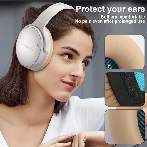 QC25 Earpads Replacement Ear Cushions Cover Compatible with Bose QuietComfort 35 25 15 2 / QC35 QC25 QC2 QC15 AE2 AE2i AE2w SoundLink SoundTrue Around-Ear Headphones Memory Foam Ear Pads - color: Beige