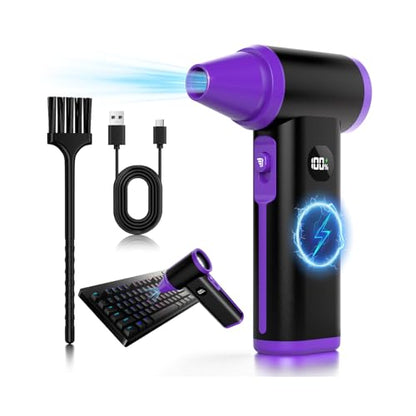 WINWEND Compressed Air Duster: 130000RPM & 8-Gear Adjustable Rechargeable Electric Air Duster - Mini Cordless Air Blower for Cars, PC, Keyboard, Home, Outdoor Cleanings - Replaces Compressed Air Cans