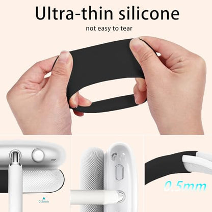 Silicone Case for AirPods Max Headphones, Clear Star Soft TPU Ear Cups Cover/Ear Pad Cover/Headband Protection for Apple AirPods Max USB-C/Lightning (2024/2020) (Black) - color: Black