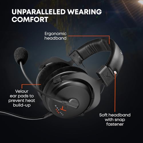 beyerdynamic MMX 300 PRO Closed Gaming Headset with Stellar.45 Driver and Condenser Microphone, Wired Gaming Headset Suitable for PC, Gaming Console, PS, Switch. Handmade in Germany, Black | STELLAR.45 Driver, Condenser Mic, Multi-platform, Handmade in Ge