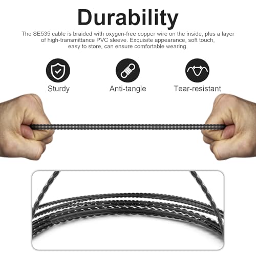 SE215 Cable Compatible with Shure SE215, SE215 PRO, SE315, SE425, SE425 PRO, SE535, SE846, AONIC 3, AONIC 4, AONIC 5 Earphone, MMCX Cable 3.5mm for PS4, PS5, Tablets, Laptops, Smartphones, 4ft