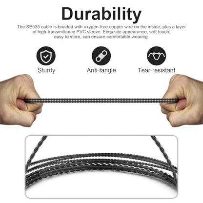 SE215 Cable Compatible with Shure SE215, SE215 PRO, SE315, SE425, SE425 PRO, SE535, SE846, AONIC 3, AONIC 4, AONIC 5 Earphone, MMCX Cable 3.5mm for PS4, PS5, Tablets, Laptops, Smartphones, 4ft