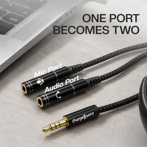 3.5mm Headphone and Mic Splitter Adapter, Gaming Headset Y Splitter Cable