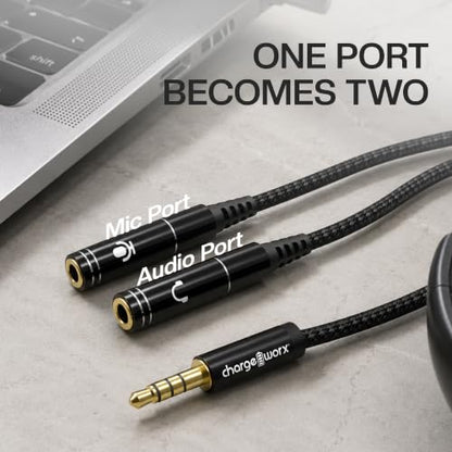 3.5mm Headphone and Mic Splitter Adapter, Gaming Headset Y Splitter Cable