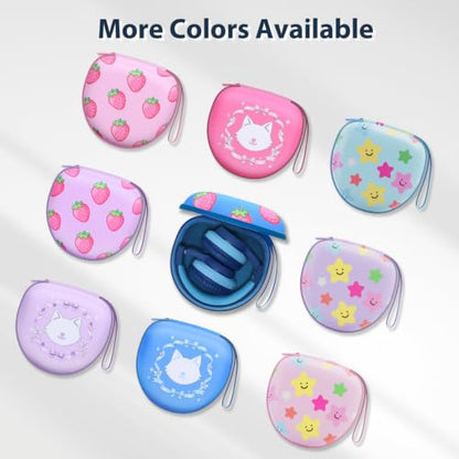 Kid Headphones Case for New Bee/iClever Headphone,Strawberry Blue,Case Only | for iClever BTH12 HS19 BTH20 BTH22 BTH26/Candy Bila/JBL Junior 320/MIDOLA/JoySpark/ADOOPE/Earfun Etc Cute Kids Headphone - color: Strawberry Blue