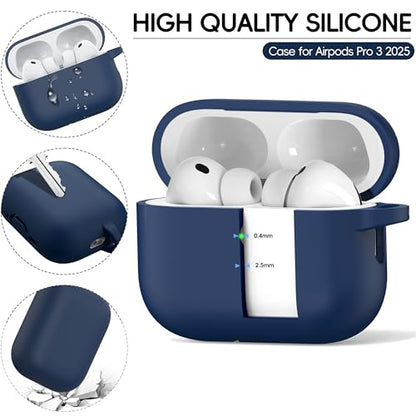RFUNGUANGO Silicone Protective Case for AirPods Pro 3, Midnight Blue - color: Pro 3‑SIL‑Midnight Blue