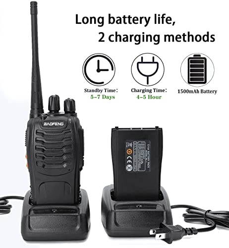 Baofeng Walkie Talkies bf-888s Two-Way Radios Long Range Rechargeable Interphone for Adults Professional Handheld UHF Communicator 6 Pack Walky Talky Set with Earpiece,Li-ion Battery and Charger - color: Black-6Pcs
