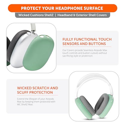 WC ShellZ Max - Protective Shell Covers for AirPods Max 1 & 2 | Made by Wicked Cushions | Made with Premium Silicone | Green - color: Green