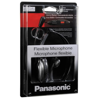 Panasonic Comfort Fit Headset for TCA Series Cordless Landline Phones, Foldable Headset with Flexible Noise-Cancelling Microphone and Volume Control, 2.5 mm Plug, Grey/Silver KX-TCA430 - size: Regular