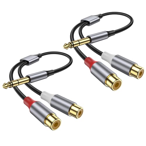 2 Pack 6.35mm to Dual RCA Y Splitter Cable, 10 inch 6.35mm 1/4 inch Male TRS to 2 RCA Female Splitter Stereo Audio Cable Converter for Amplifier, Guitar, Piano, Speaker. - size: 2 Pack