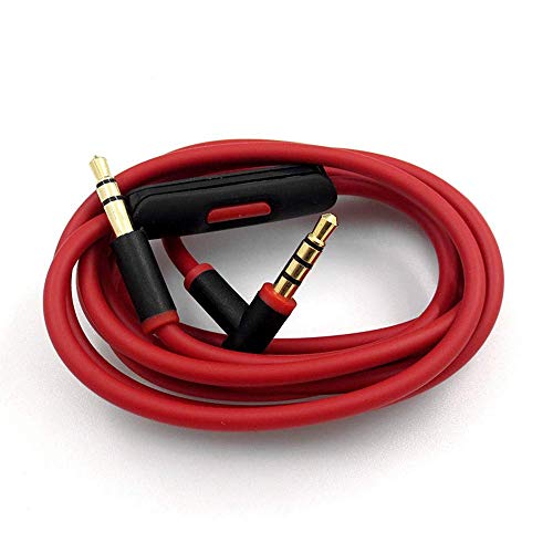 cipher Replacement Audio Cable Cord Wire,Compatible with Beats Headphones Studio Solo Pro Detox Mixr Executive Pill with in Line Mic and Control (Black Red) - color: Black Red