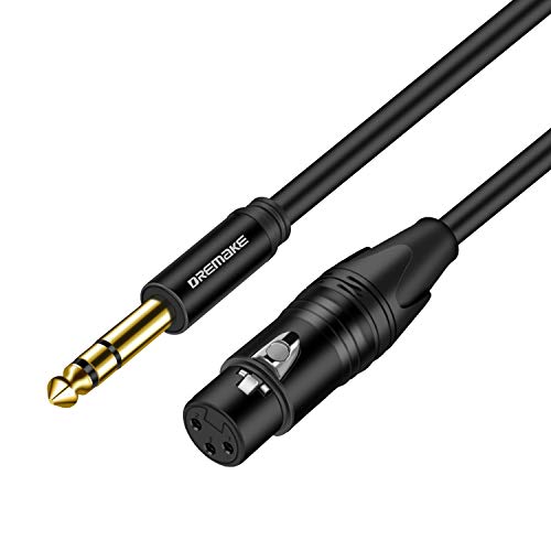 20FT TRS 1/4 Inch 6.35mm/6.5mm to XLR Female Balanced Interconnect Audio Cable, 3Pin XLR to Quarter Inch Mic Cable for Microphone, Mixer, Guitar, AMP, Speakers - Black - color: Black, size: 20FT/6.0M