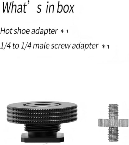 Hot Shoe Adapter Kit, 1/4"-20 Female Thread to Male Hot Shoe Mount + 1/4" Male Screw to Female Cold Shoe Bracket, Universal Camera Rig Mounting Set for Flash Light, Microphone, Monitor, Tripod