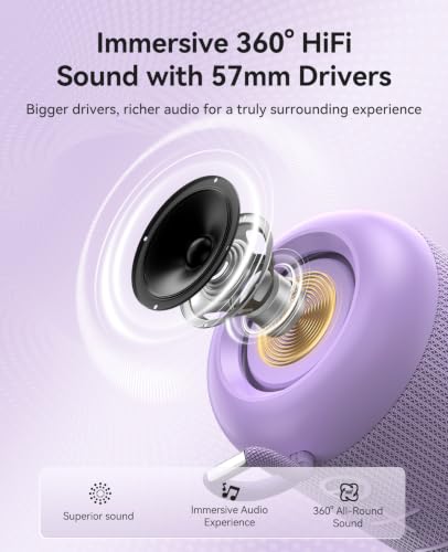 ORICO Portable Bluetooth Speaker, 27H Playtime, IPX5, Wireless, Small | Bluetooth 6.0, TWS Pairing, HiFi Sound, Beach Essentials for Home, Outdoor, Camping and Travel, Purple - BG01
