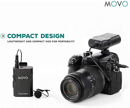 Movo WMIC10 2.4GHz Wireless Lavalier Microphone System for DSLR Cameras, iPhone, iPad, Android Smartphones, Camcorders (50-Foot Transmission Range)