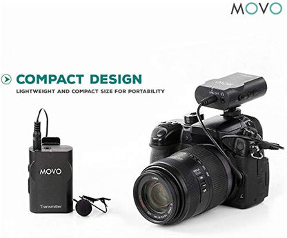 Movo WMIC10 2.4GHz Wireless Lavalier Microphone System for DSLR Cameras, iPhone, iPad, Android Smartphones, Camcorders (50-Foot Transmission Range)
