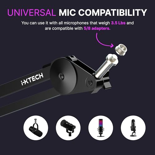 Microphone Boom Arm Stand, Heavy Duty Adjustable Mic Stand with Cable Ties, Desk Mount Arm Stand for Gaming Streaming Podcasting. - color: MI06 MEDIUM