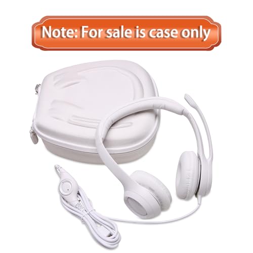 Case for Logitech H390/H391/Zone 301/H111/H570e Wired Headset White | Hard Carrying Travel Wired Headset Case for Logitech H390/H391/Zone 301/H111/H570e & JIAMQISHI/Poly Blackwire 3220/AOC - color: White