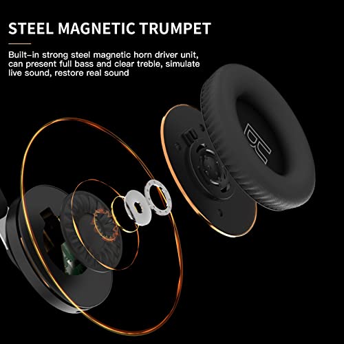 H7 Foldable Over-the-Ear Wireless Bluetooth Headphones, Black | 30H Playingtime,HiFi surround sound and 1.5m Audio Cable,Soft Lightweight Headset With Mic,for Android and iOS,Gift,Study - color: Black