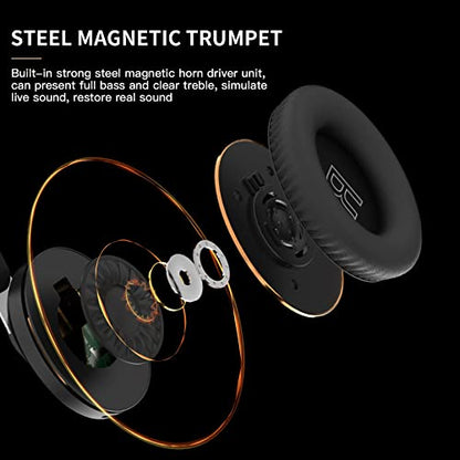 H7 Foldable Over-the-Ear Wireless Bluetooth Headphones, Black | 30H Playingtime,HiFi surround sound and 1.5m Audio Cable,Soft Lightweight Headset With Mic,for Android and iOS,Gift,Study - color: Black