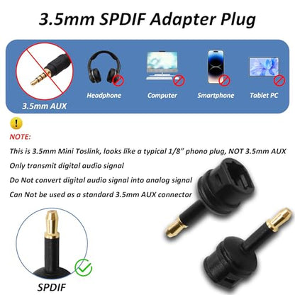 3.5mm Mini Toslink Adapter Digital Fiber Optic Audio Connector | Toslink Female to 3.5mm Mini Male Jack Converter,for Optical Audio Cable Laptop TV Sound Bar Home Theater