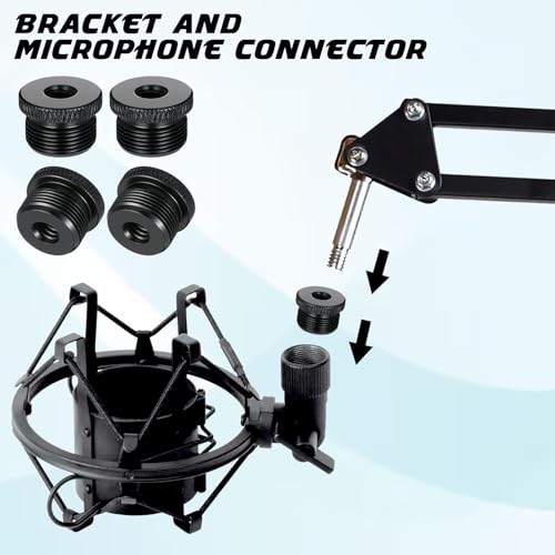 4 Pcs Mic Stand Adapter 1/4 to 5/8 mic Adapter Microphone Stand Adapters Thread Tripod Screw Adapters Knurled Thread for Microphone Stands Mount to Camera Tripod